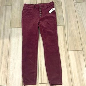 Purple Anthropologie Pilcro High Rise skinny pants. Size 27. NWT. Button front